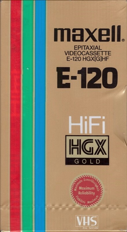 VHS, Video Home System Maxell HGX Gold 120 "E-120 HGX(G)HF" Type II Chrome 1984 Europe