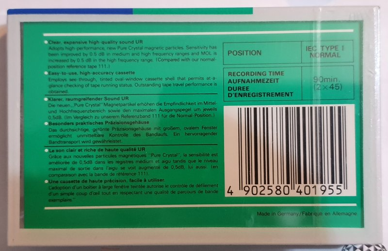 Compact Cassette Maxell UR 90 Type I Normal 1988 Europe