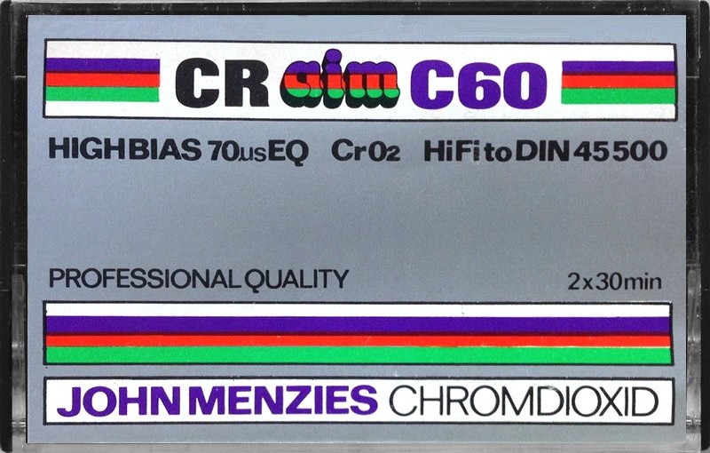 Compact Cassette John Menzies 60 "CR AIM" Type II Chrome UK