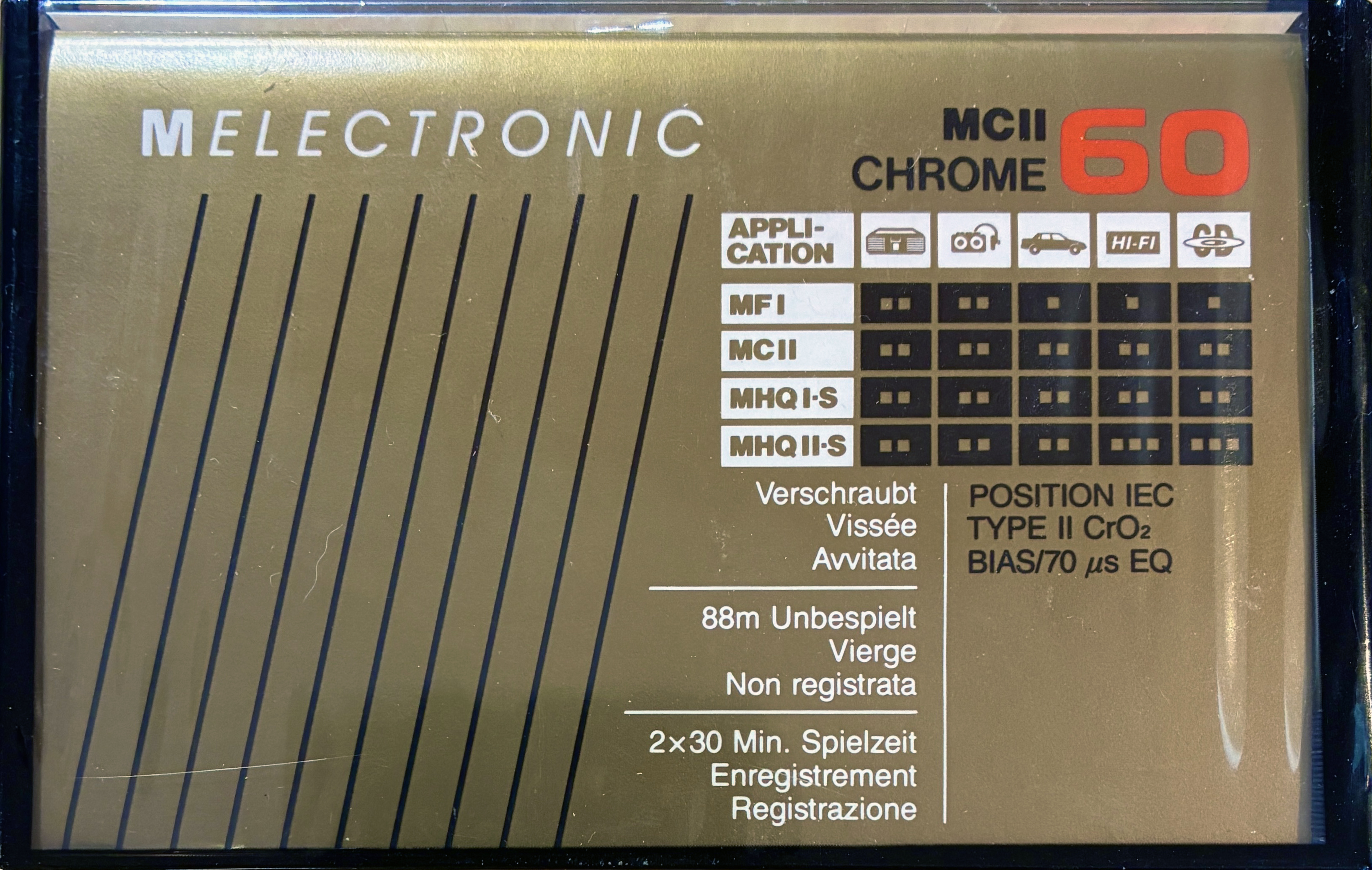Compact Cassette Melectronic MC II 60 Type II Chrome 1987 Switzerland