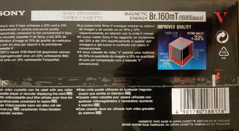 VHS, Video Home System Sony V 120 Type I Normal 1995 Europe