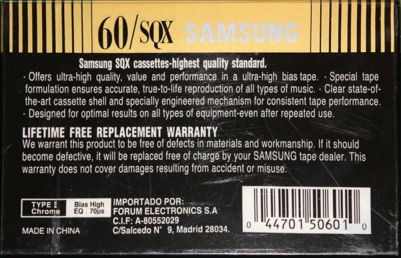 Compact Cassette Samsung SQX 60 Type II Chrome USA