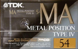 Compact Cassette TDK MA 54 "MA-54R" Type IV Metal 1992 Japan