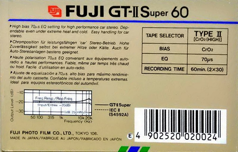 Compact Cassette Fuji GT-II Super 60 Type II Chrome 1988 Europe