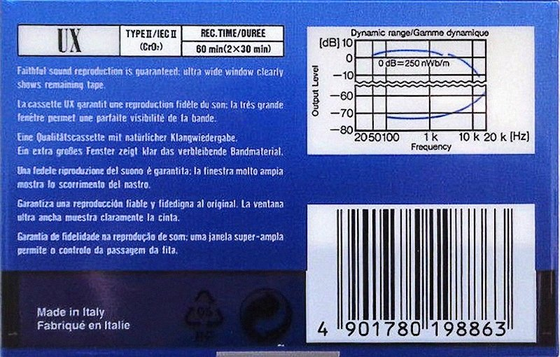 Compact Cassette Sony UX 60 Type II Chrome 1992 Europe