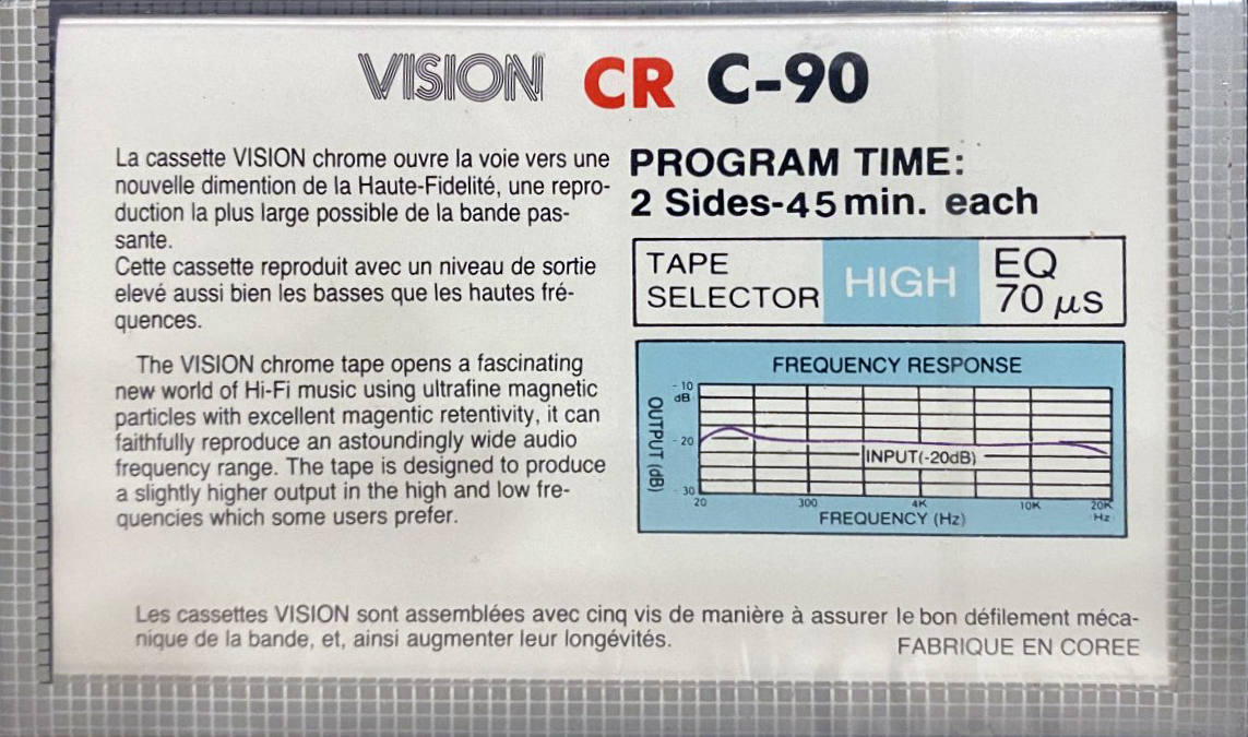 Compact Cassette Vision CR 90 Type II Chrome 1982 Europe