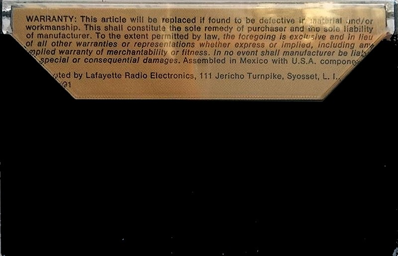 Compact Cassette Lafayette/LRE 120 "Criterion XHE" Type I Normal 1976 USA