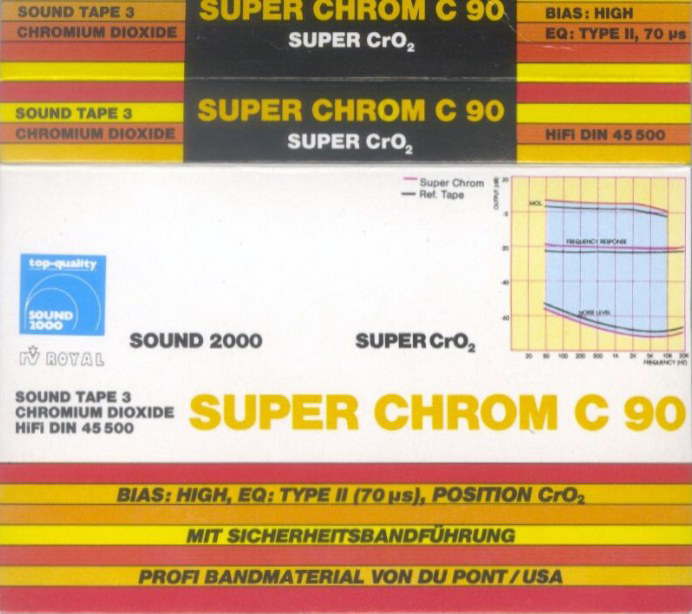 Compact Cassette Sound 2000 Sound Tape 3 90 "RV ROYAL" Type II Chrome 1985 Germany