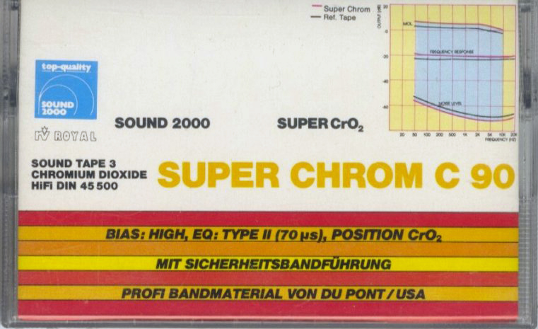Compact Cassette Sound 2000 Sound Tape 3 90 "RV ROYAL" Type II Chrome 1985 Germany