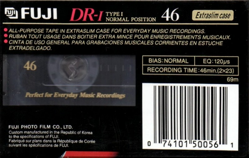 Compact Cassette Fuji DR-I 46 Type I Normal 1995 North America