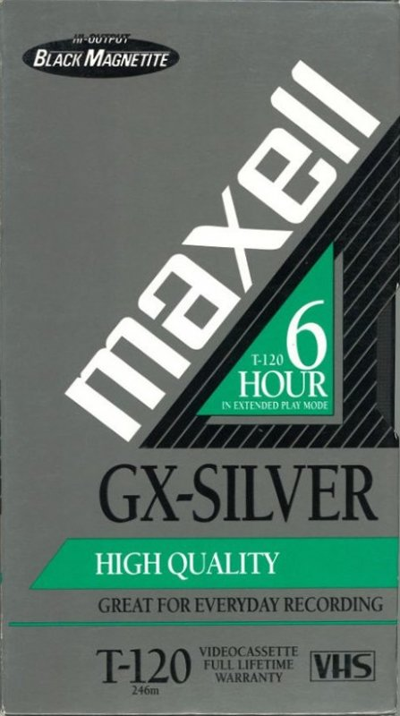 VHS, Video Home System Maxell GX-Silver 120 "T-120 GX-S" Type I Normal 1991 North America