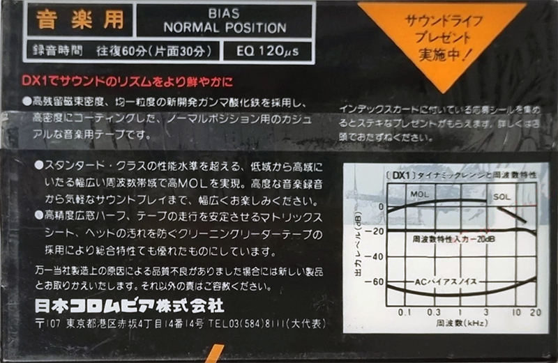 Compact Cassette Denon DX1 60 Type I Normal 1981 Japan