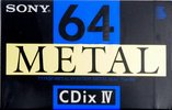 Compact Cassette Sony CDix IV 64 "CDIX4 64N" Type IV Metal 1990 Japan