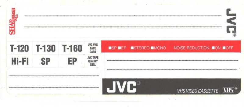 VHS, Video Home System JVC SX 120 Type I Normal 1998 North America