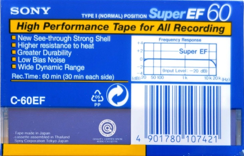 Compact Cassette Sony Super EF 60 "C-60EF" Type I Normal 1992 Europe