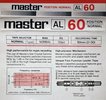 Compact Cassette Master AL 60 "small data" Type I Normal 1983 Worldwide