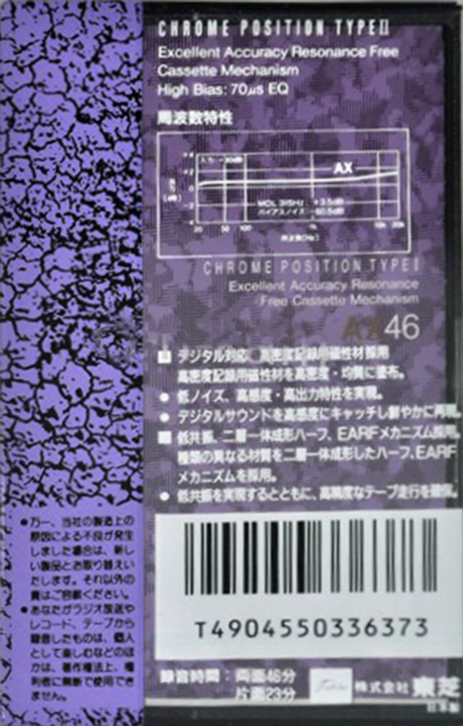 Compact Cassette Aurex AX 46 Type II Chrome 1990 Japan