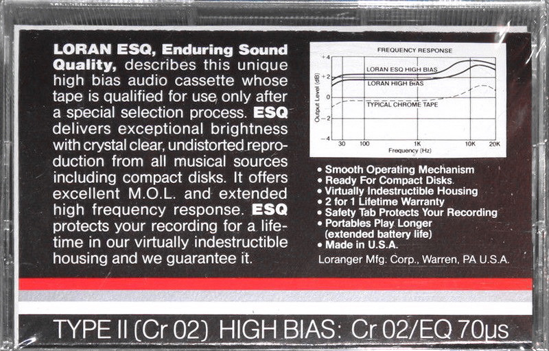 Compact Cassette Loran ESQ 90 Type II Chrome USA