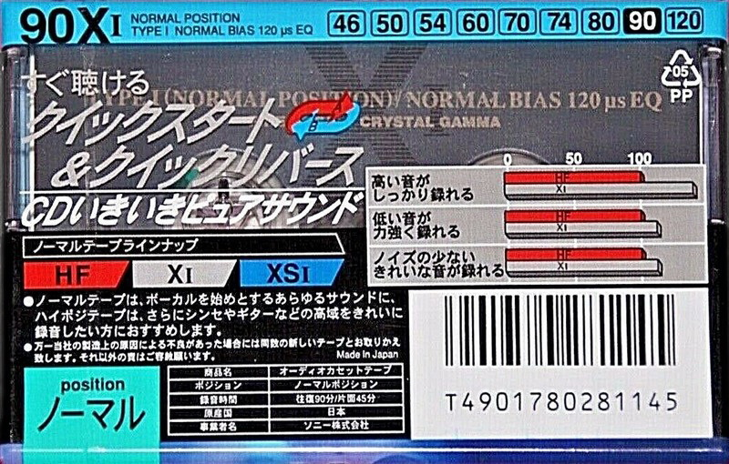 Compact Cassette Sony XI 90 "C-90X1B" Type I Normal 1994 Japan