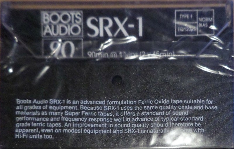 Compact Cassette Boots / Boots Audio SRX-1 90 Type I Normal 1984 UK