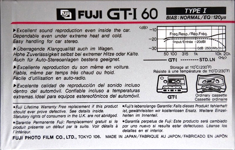 Compact Cassette Fuji GT-I 60 Type I Normal 1982 Europe