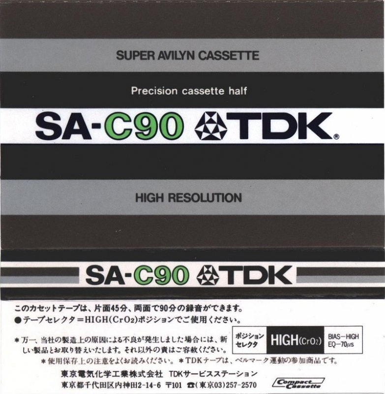 Compact Cassette TDK SA 90 Type II Chrome 1975 Japan