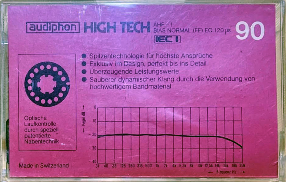 Compact Cassette Audiphon AHF-I 90 Type I Normal 1986 Germany