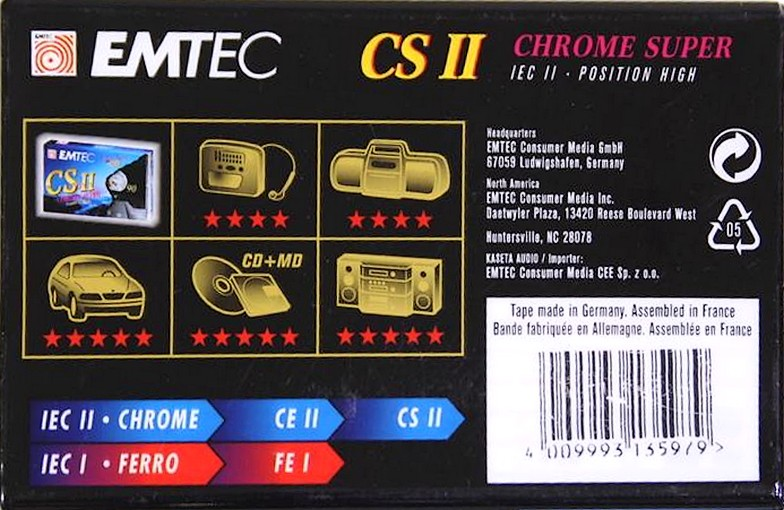 Compact Cassette Emtec CS II Chrome Super 90 Type II Chrome 2002 Europe