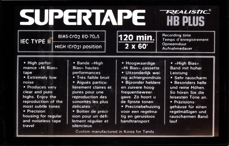 Compact Cassette SUPERTAPE HB Plus 120 "44-9275A" Type II Chrome 1992 Europe