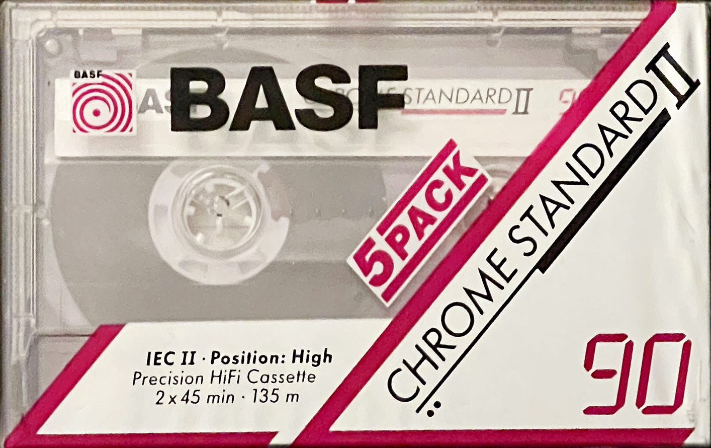 5 pack BASF Chrome Standard II 90 Type II Chrome 1991 Europe