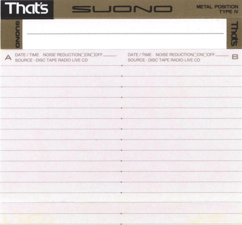 Compact Cassette Thats Suono 90 Type IV Metal 1988 Europe