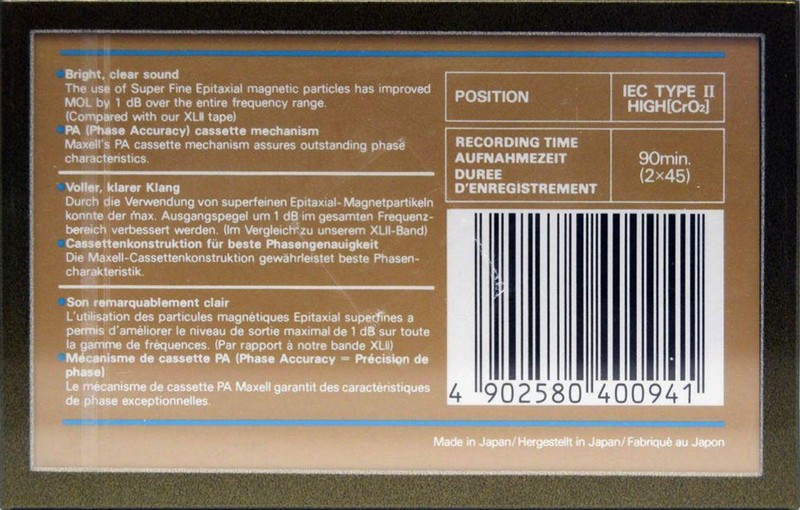 Compact Cassette Maxell XLII-S 90 Type II Chrome 1985 Europe