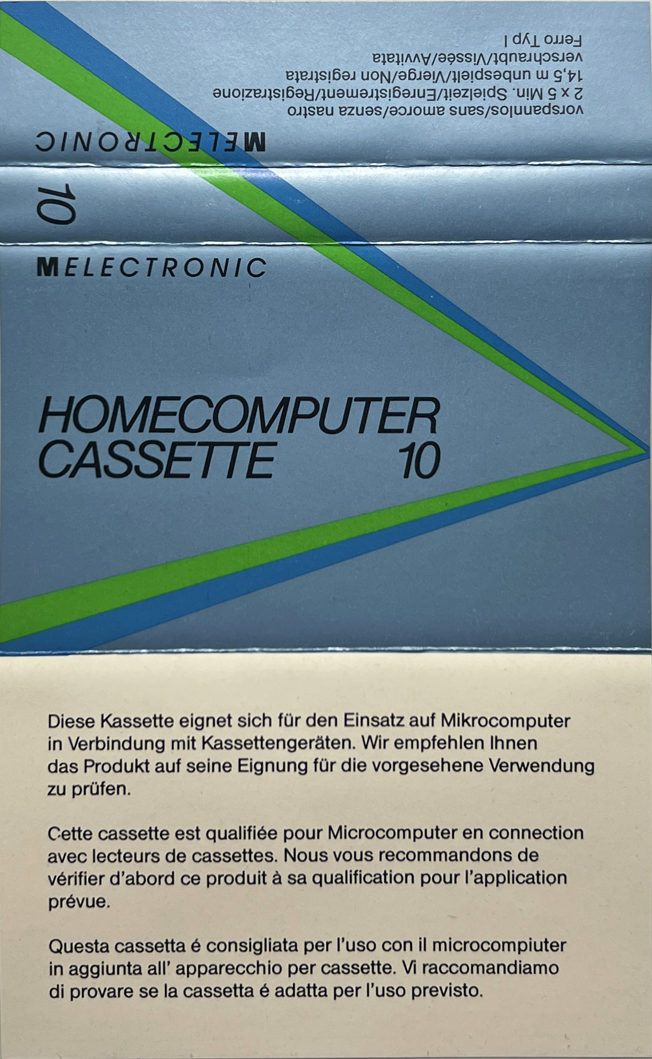 Compact Cassette Melectronic 10 "Homecomputer" Computer Cassette Switzerland