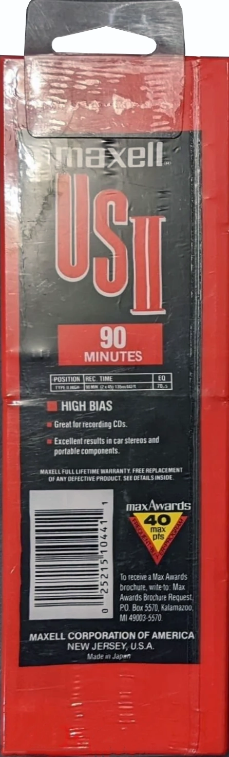 2 pack Maxell US 90 "US II" Type II Chrome 1991 USA