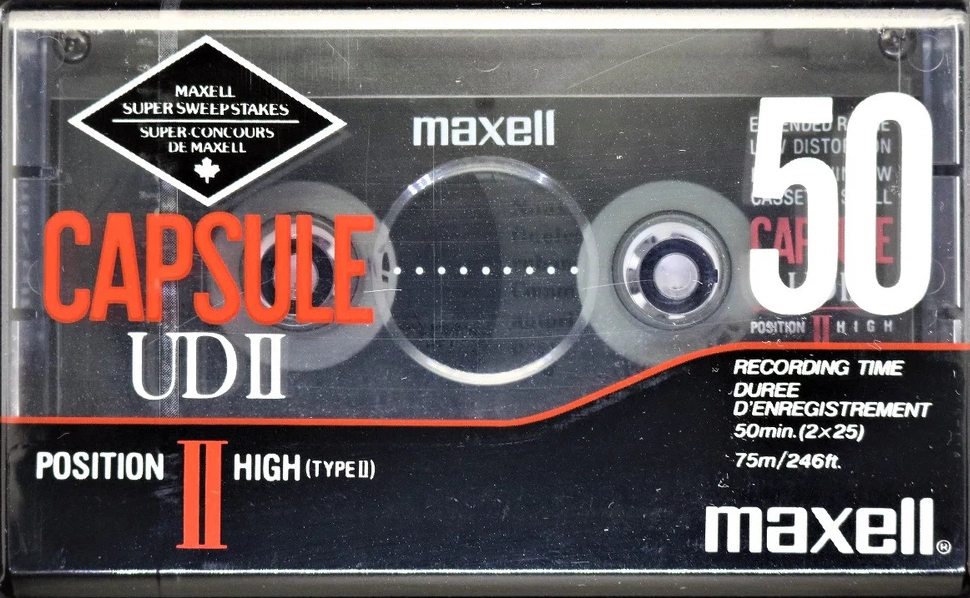 Compact Cassette Maxell Capsule II 50 "UDII" Type II Chrome 1991 North America