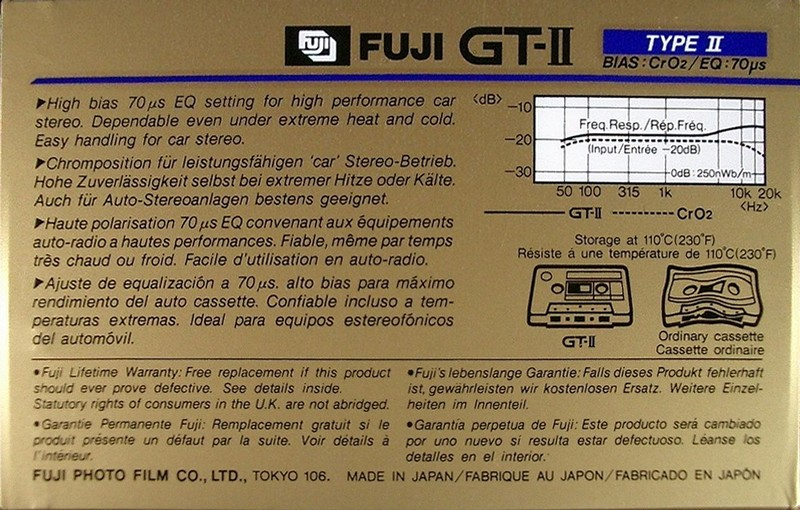 Compact Cassette Fuji GT-II 60 Type II Chrome 1982 Europe