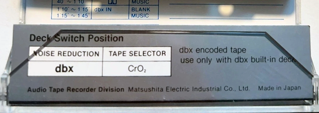 Compact Cassette Technics XA 46 "dbx" Demonstration Tape 1989 Japan