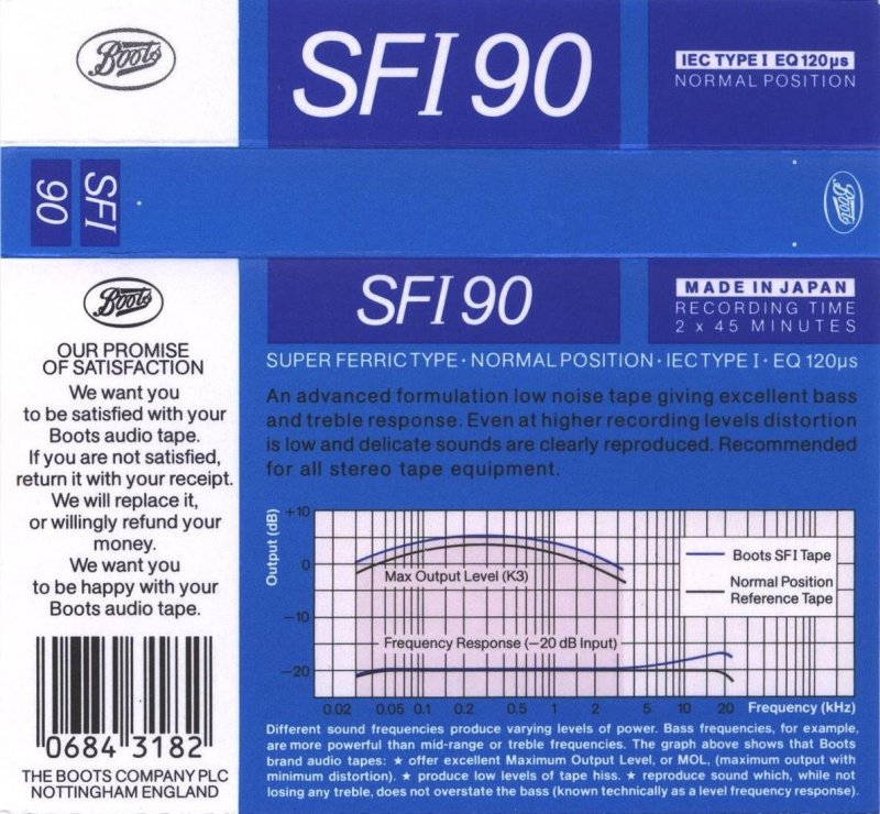 Compact Cassette Boots / Boots Audio SFI 90 Type I Normal 1988 UK