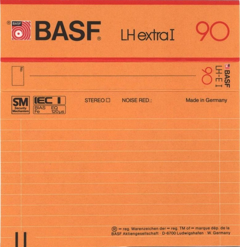 Compact Cassette BASF LH Extra I 90 Type I Normal 1981 Europe