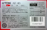 Compact Cassette TDK AE 46 "AE-46" Type I Normal 1987 Japan