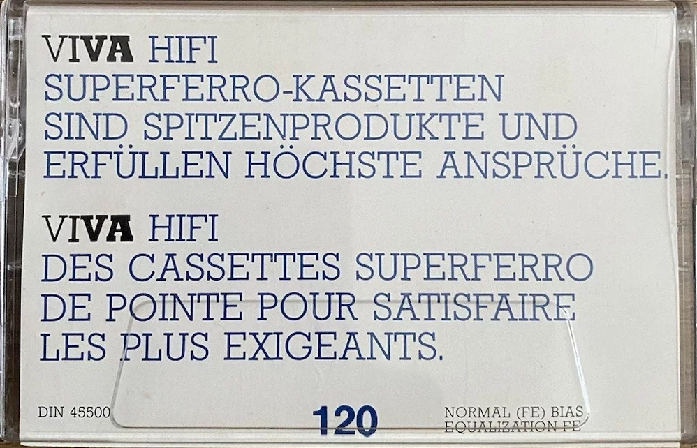 Compact Cassette VIVA HIFI Superferro 120 Type I Normal 1985 France, Germany