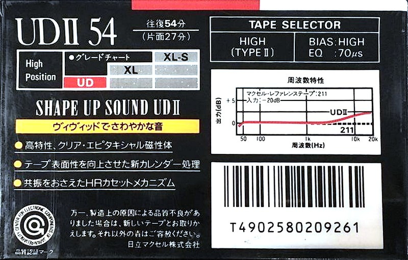 Compact Cassette Maxell UDII / UD2 54 Type II Chrome 1989 Japan