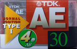 4 pack TDK AE 30 "AE-30X4F" Type I Normal 1998 Japan