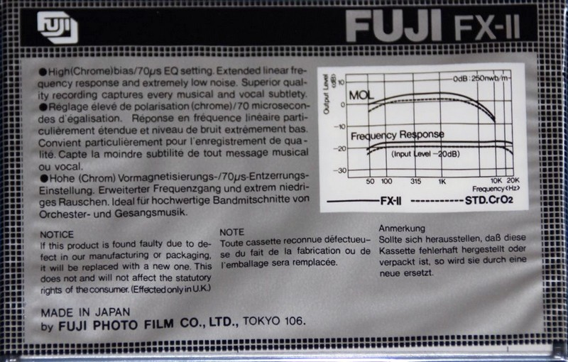 Compact Cassette Fuji FX-II 90 Type II Chrome 1980 Europe, North America