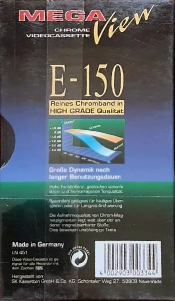 VHS, Video Home System Mega View 150 Type II Chrome 1998 Germany