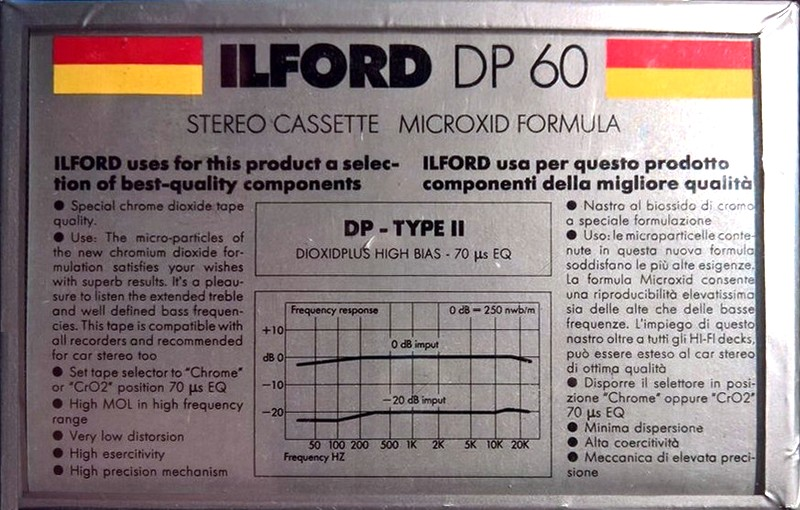 Compact Cassette Ilford DP 60 "Dioxidplus" Type II Chrome 1988 Europe