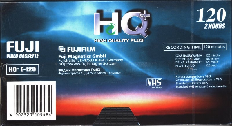 VHS, Video Home System Fuji HQ+ 120 Type I Normal 2002 Worldwide
