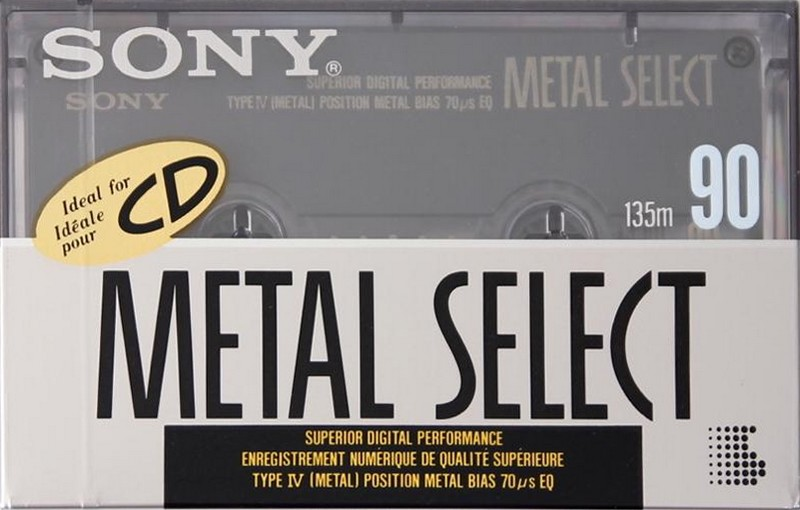 Compact Cassette Sony Metal-S 90 "Select" Type IV Metal 1990 North America
