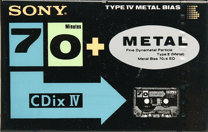 Compact Cassette Sony CDix IV 70 "C-70CDX4" Type IV Metal 1991 Japan