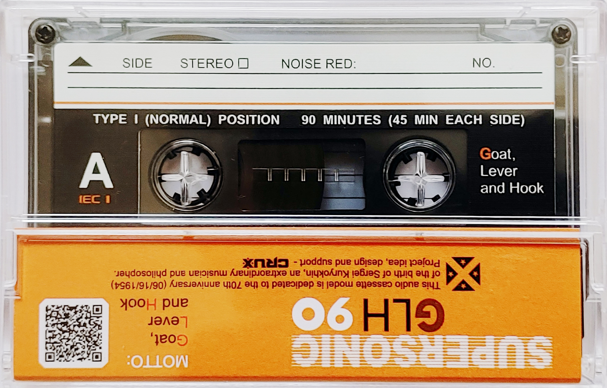 Compact Cassette CRUX Supersonic GLH 90 "Goat, Lever and Hook" Type I Normal 2026 Worldwide